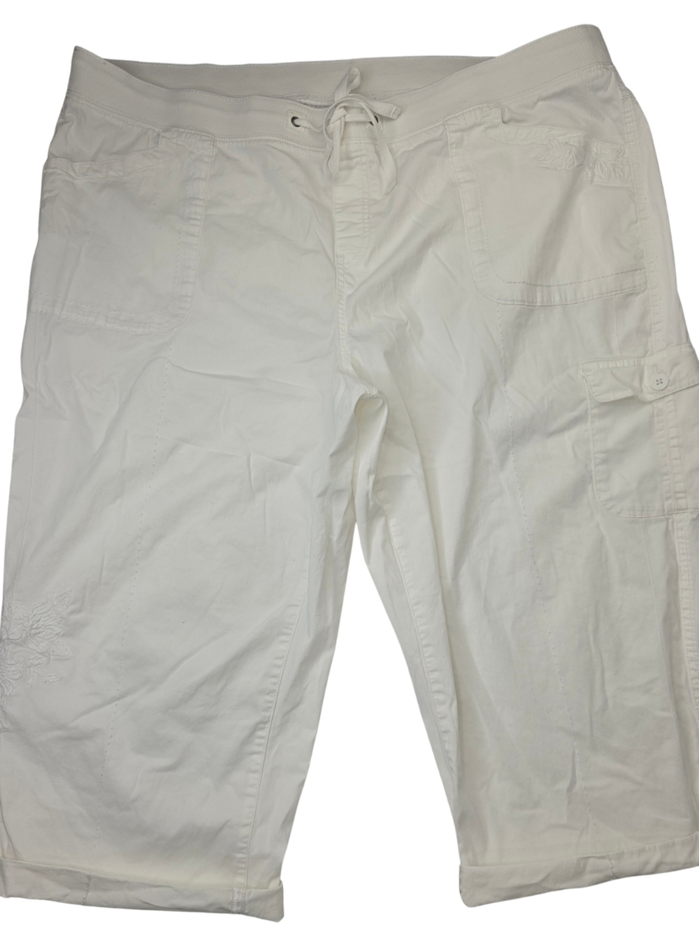 Terra & Sky White Elastic Waist Casual Pants